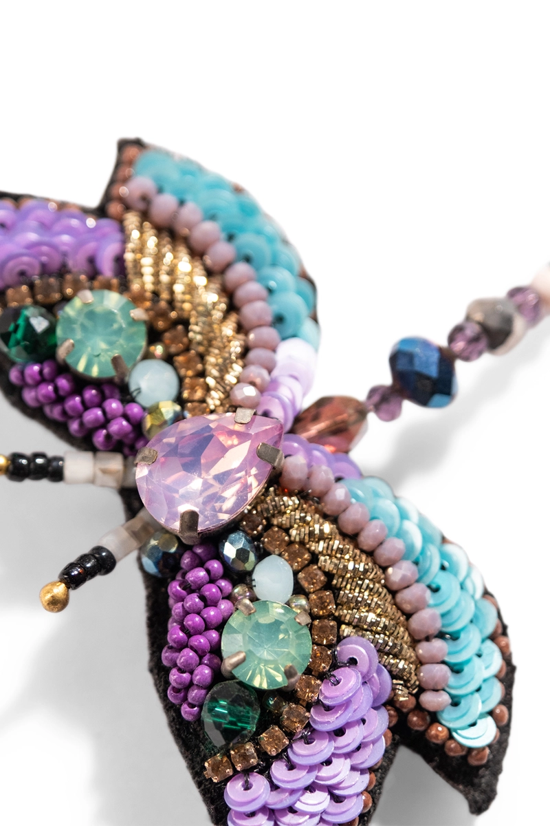 Candy purple firefly charm brooch