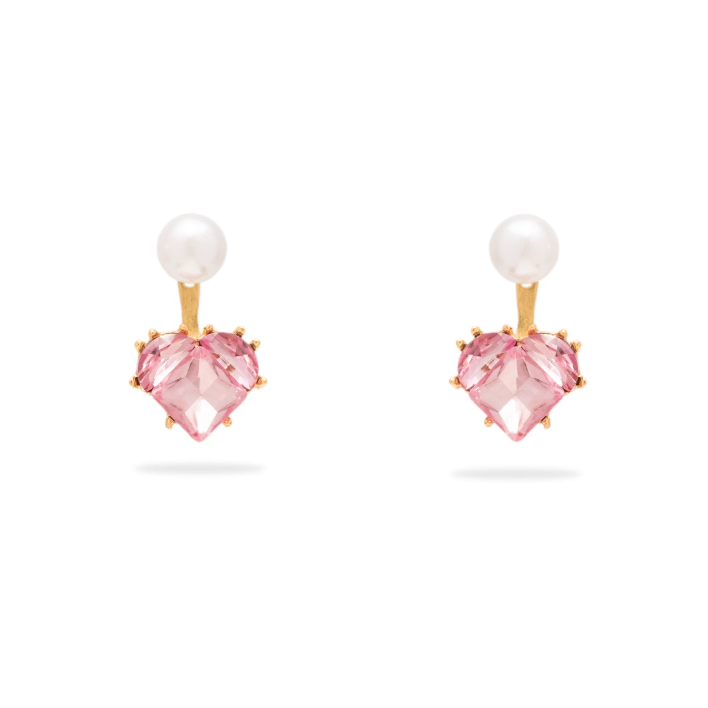 Pink heart stone earrings