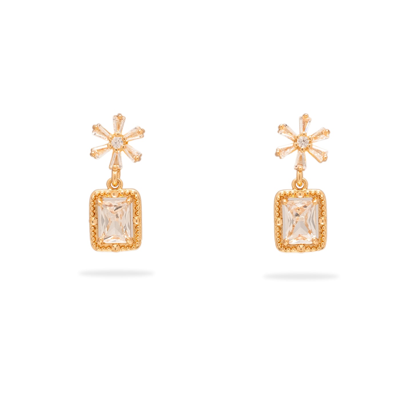Diamond cut golden drop earrings
