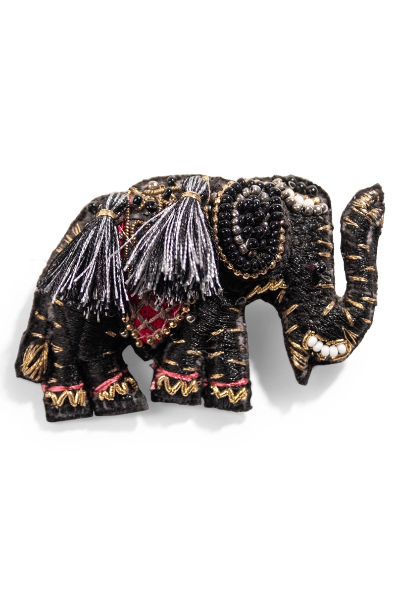 Elephant charm brooch