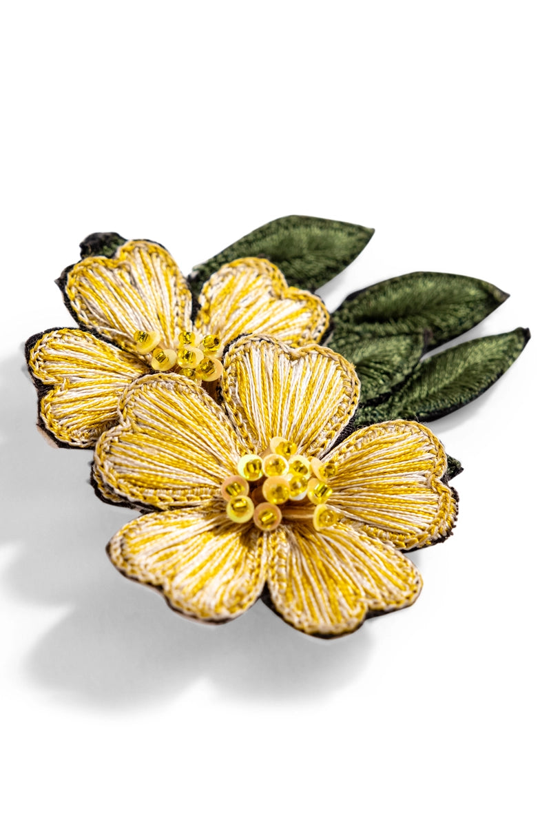 Yellow flower charm brooch