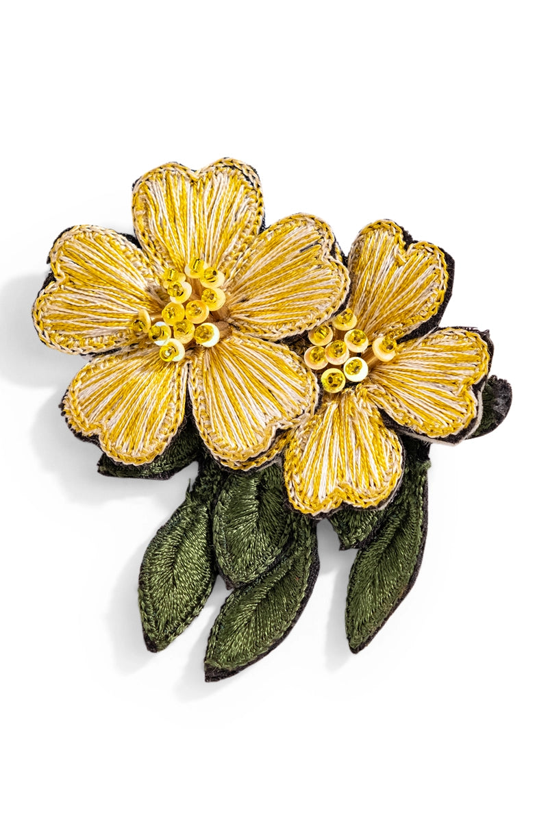 Yellow flower charm brooch