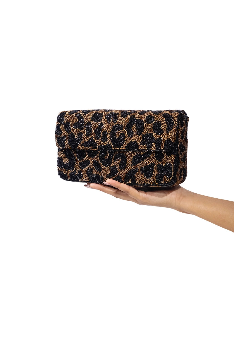 Leopard Patterned Embroidery Shoulder Bag