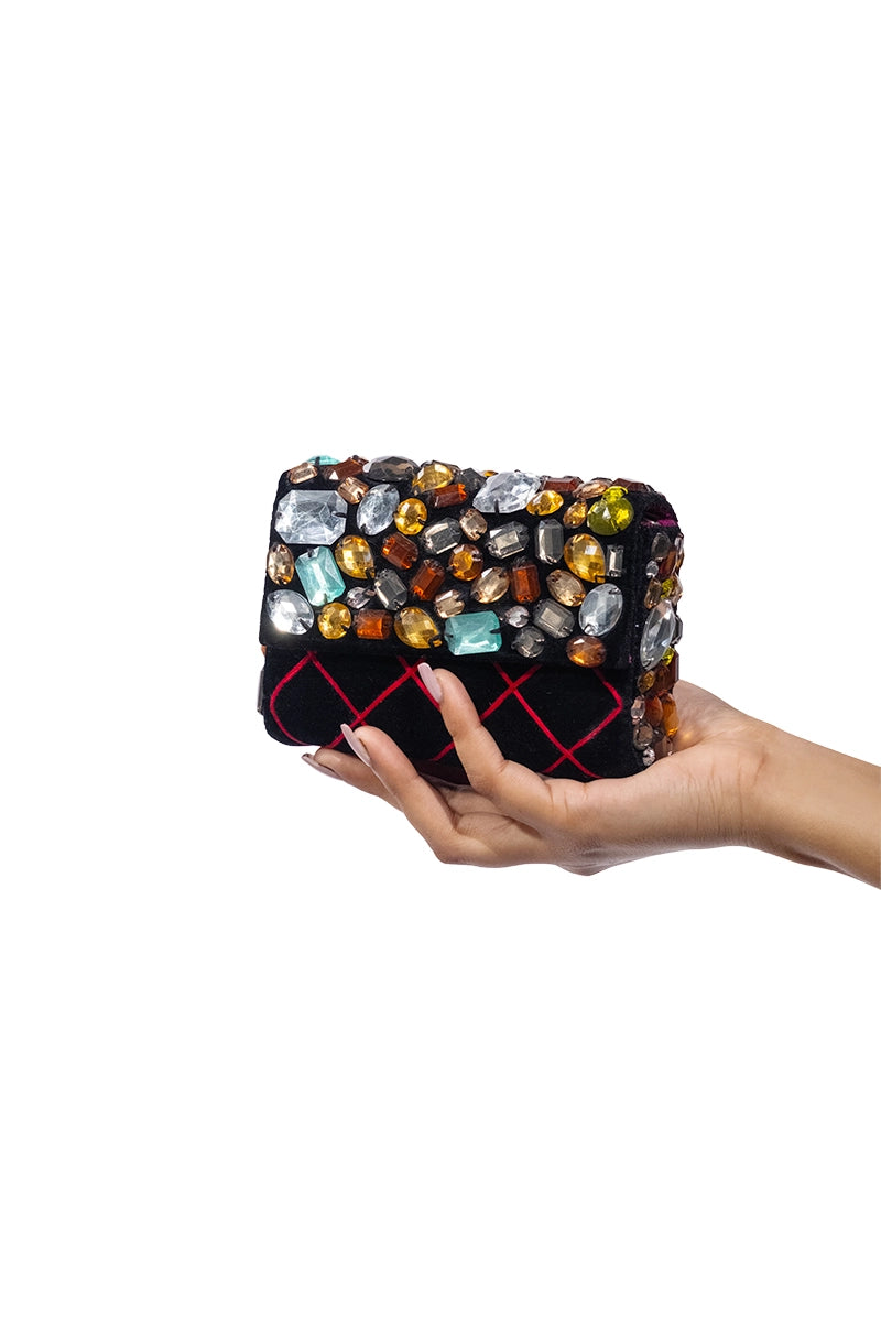 Big Stone Studded Crossbody Clutch