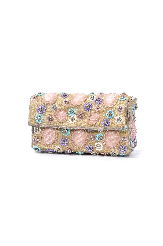 Luxury Heavy Embellishment Stone Studded Crossbody Clutch