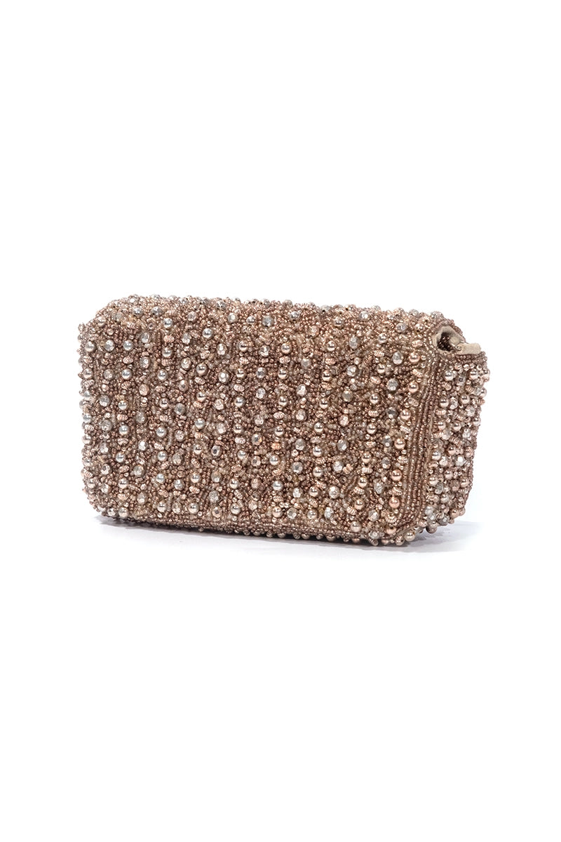 Rose Gold Embellished Crossbody Clutch