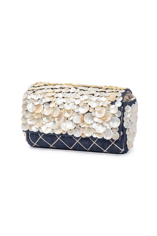 Mother of Pearl Disc Crossbody Clutch