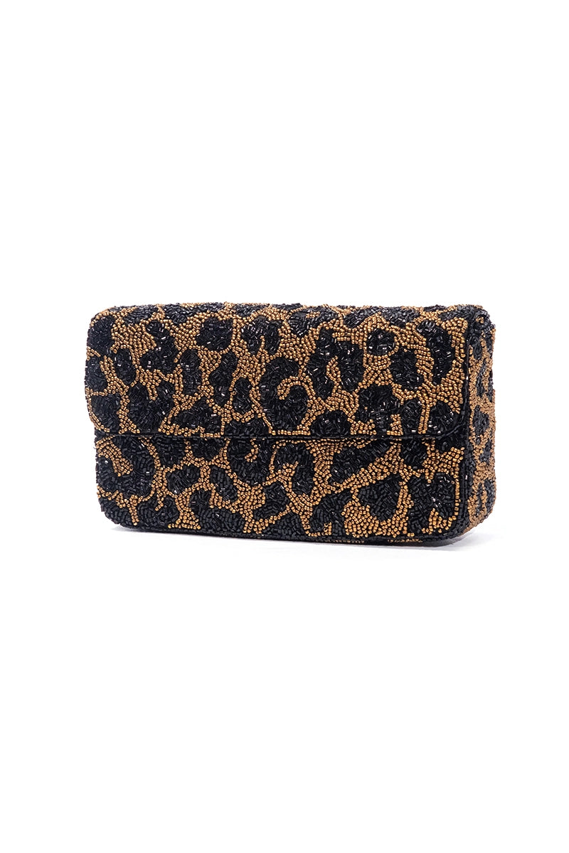 Leopard Patterned Embroidery Shoulder Bag