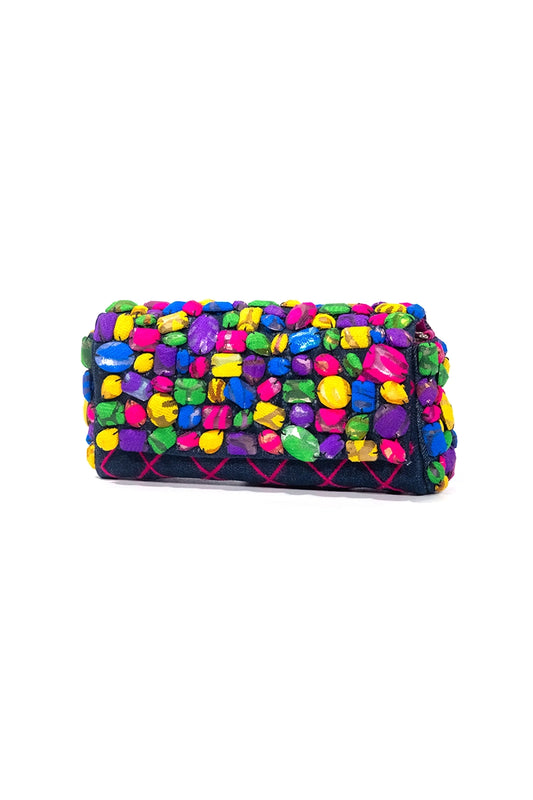 Multicolor Gem Studded Crossbody Clutch