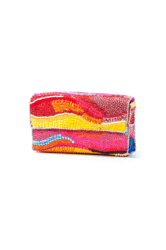 Sequins Embroidered Landscape Crossbody Clutch