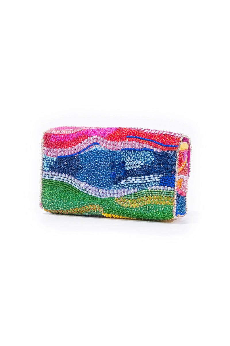 Sequins Embroidered Landscape Crossbody Clutch