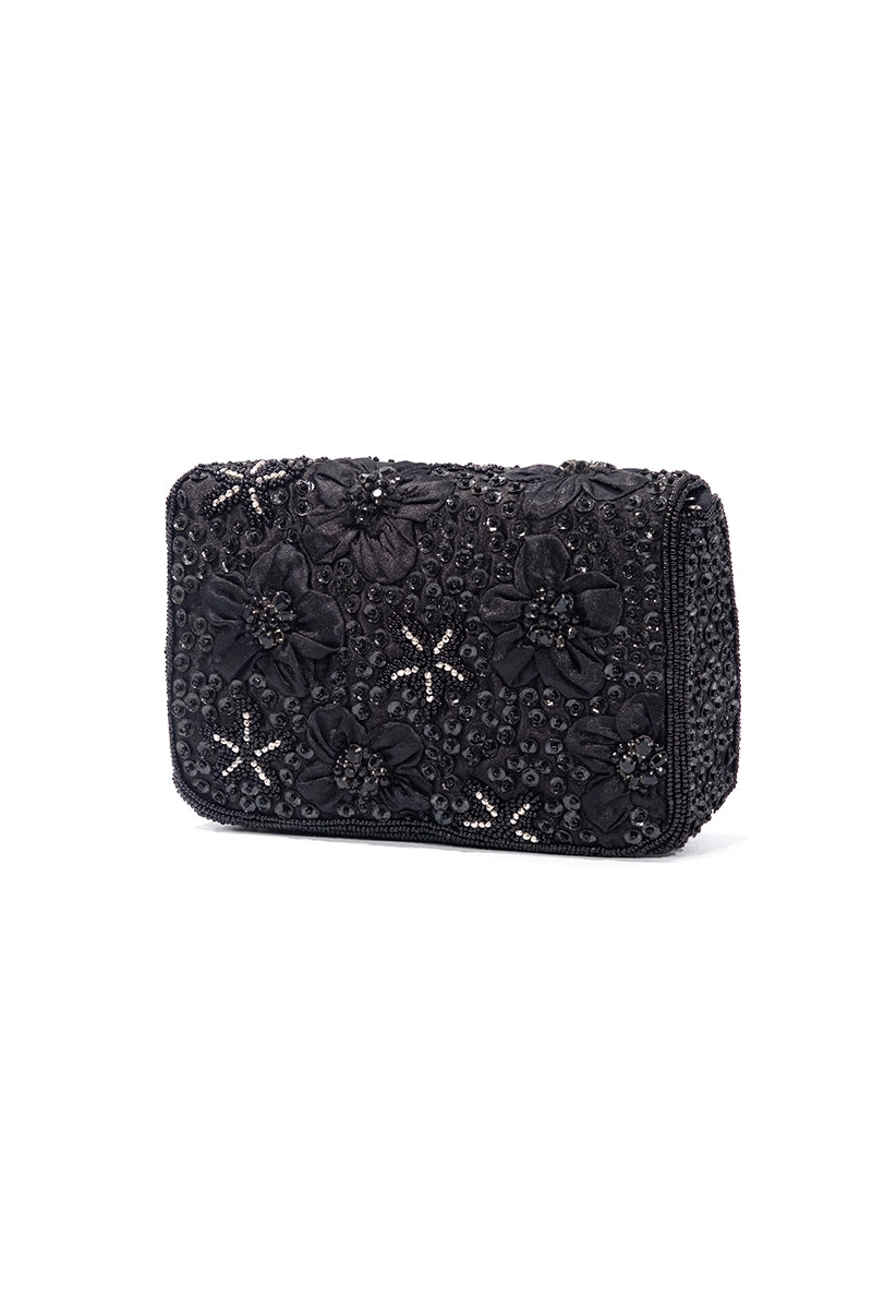 Luxury Beaded Floral Clutch