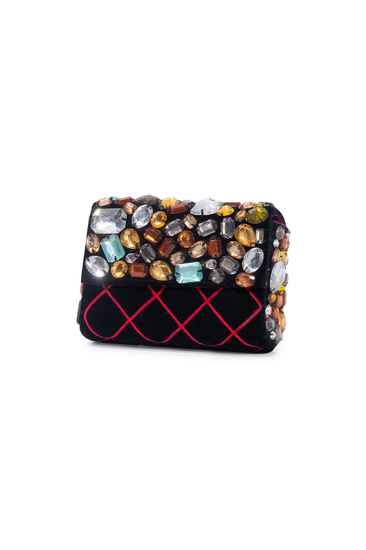 Big Stone Studded Crossbody Clutch