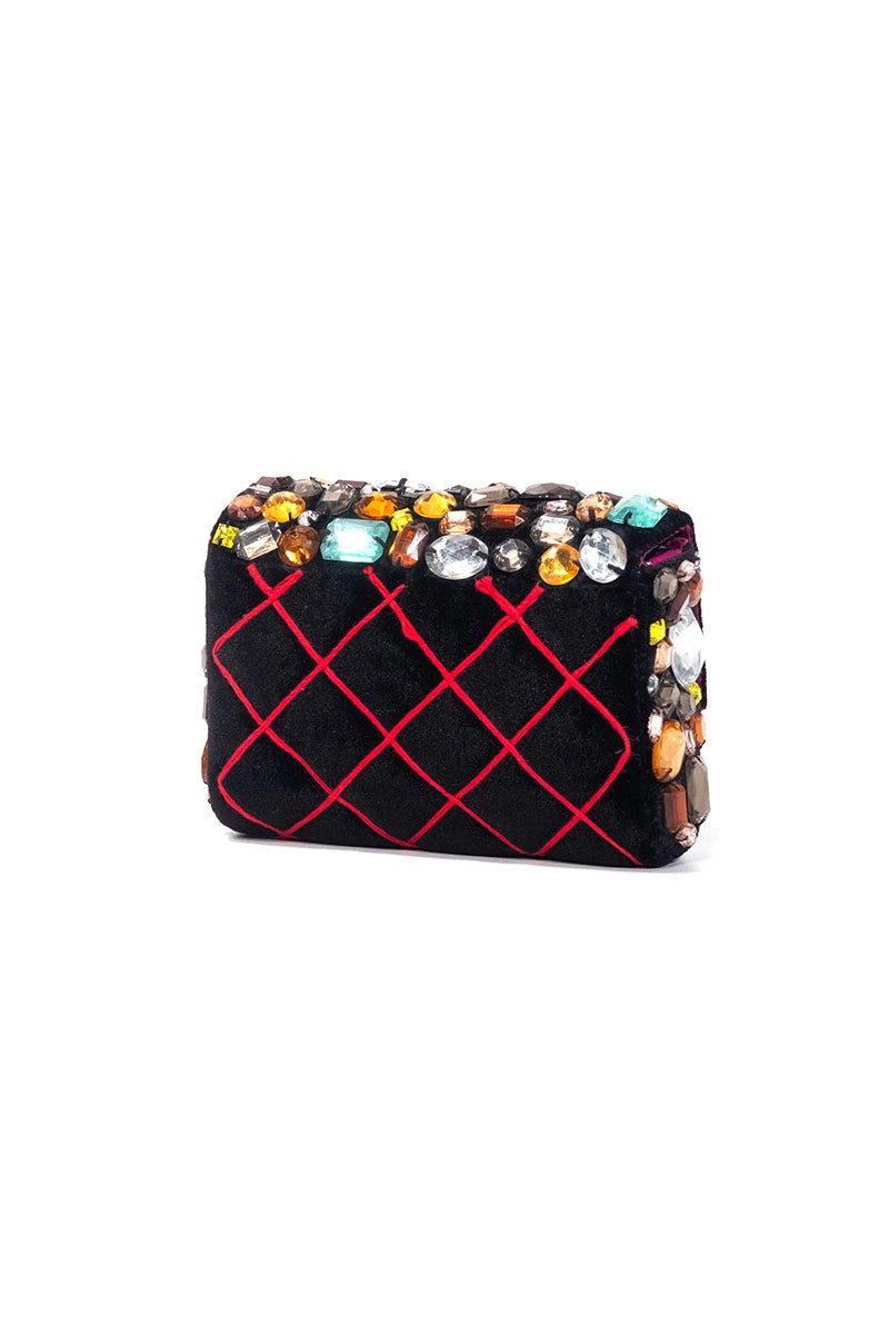 Big Stone Studded Crossbody Clutch