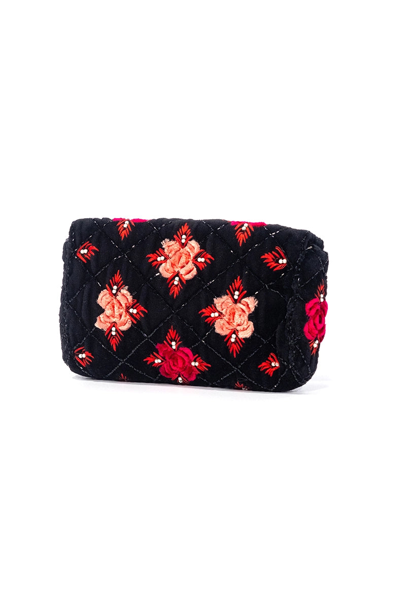 Rose Patterned Crossbody Clutch