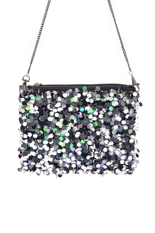 Sequin Decor Zipper Square Bag