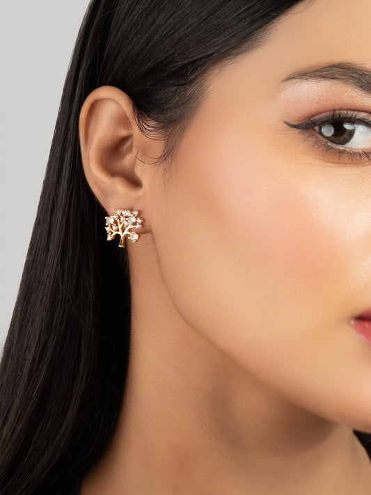 Diamond tree studs earrings