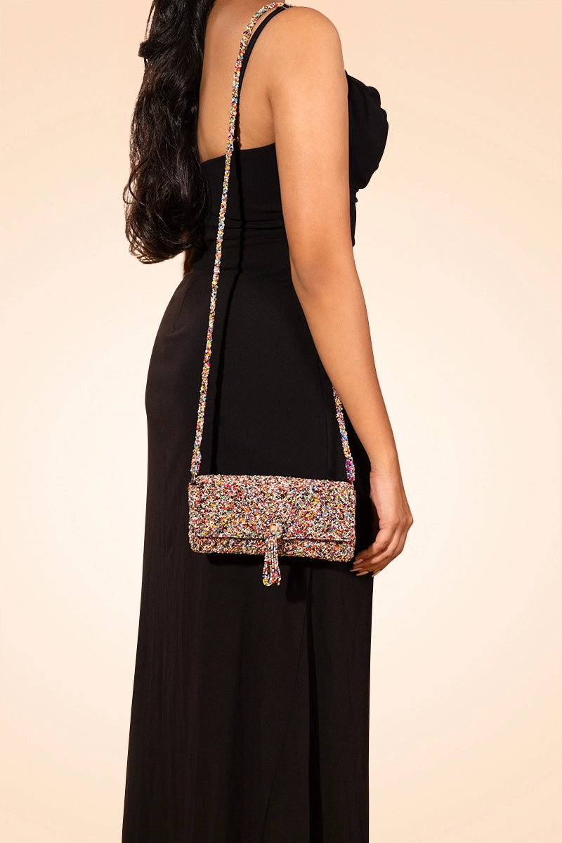 Sparkle Beaded Crossbody Clutch